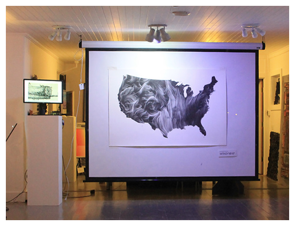 Wind Map by Wattenberg + Viégas on display in the gallery.